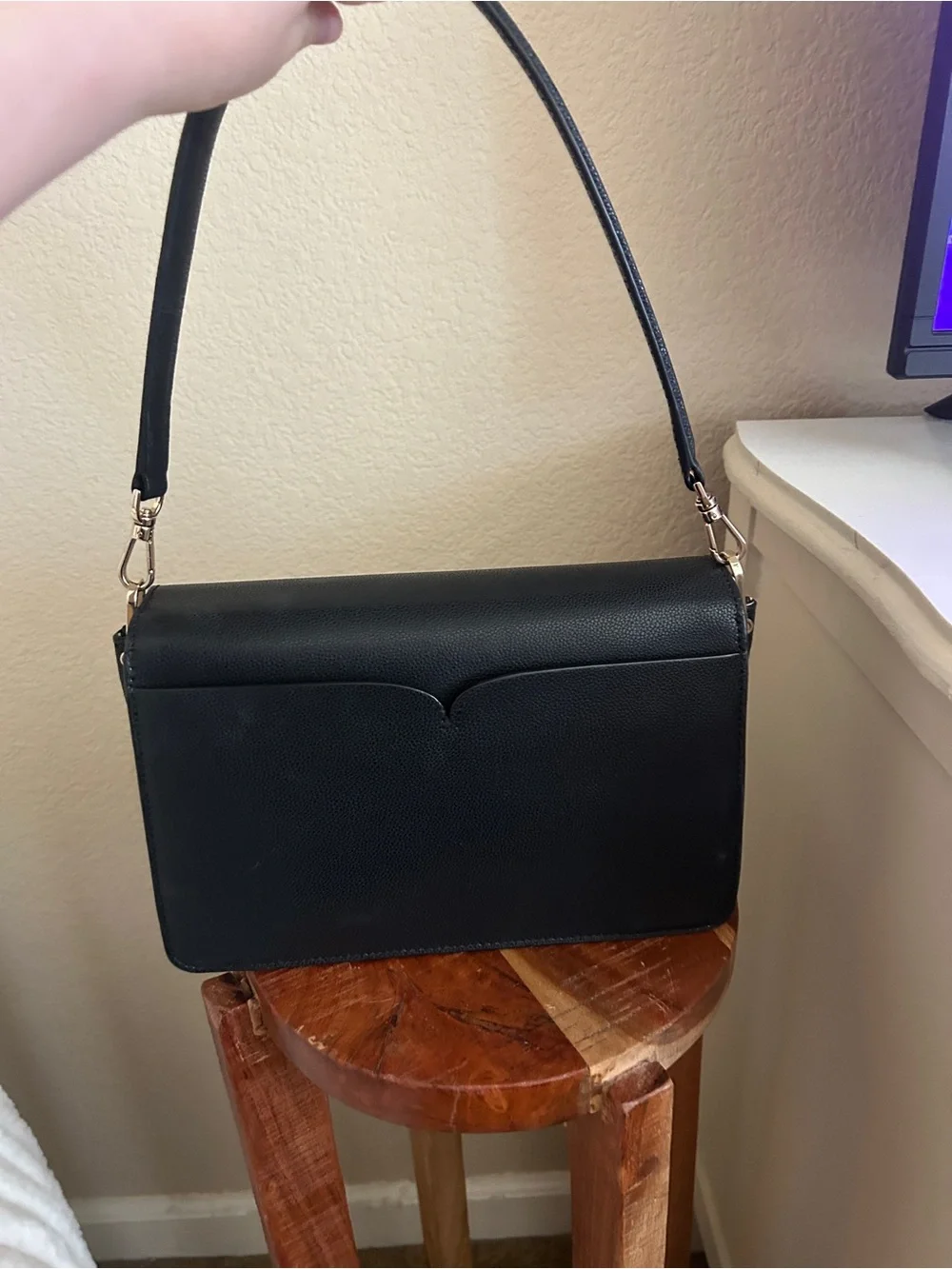 kate spade Black Leather Shoulder Bag with Top Handle
